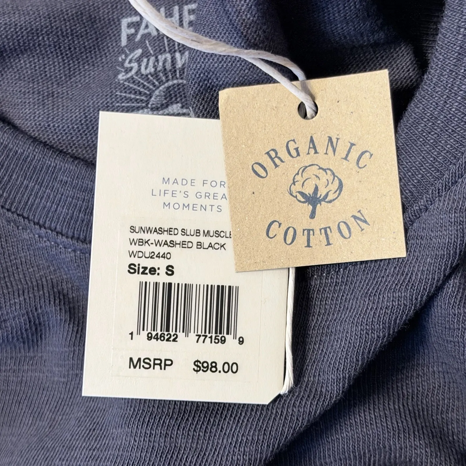 Faherty Sunwashed Slub Muscle Dress S Washed Black Sleeveless Mini Knit Tank - Image 6