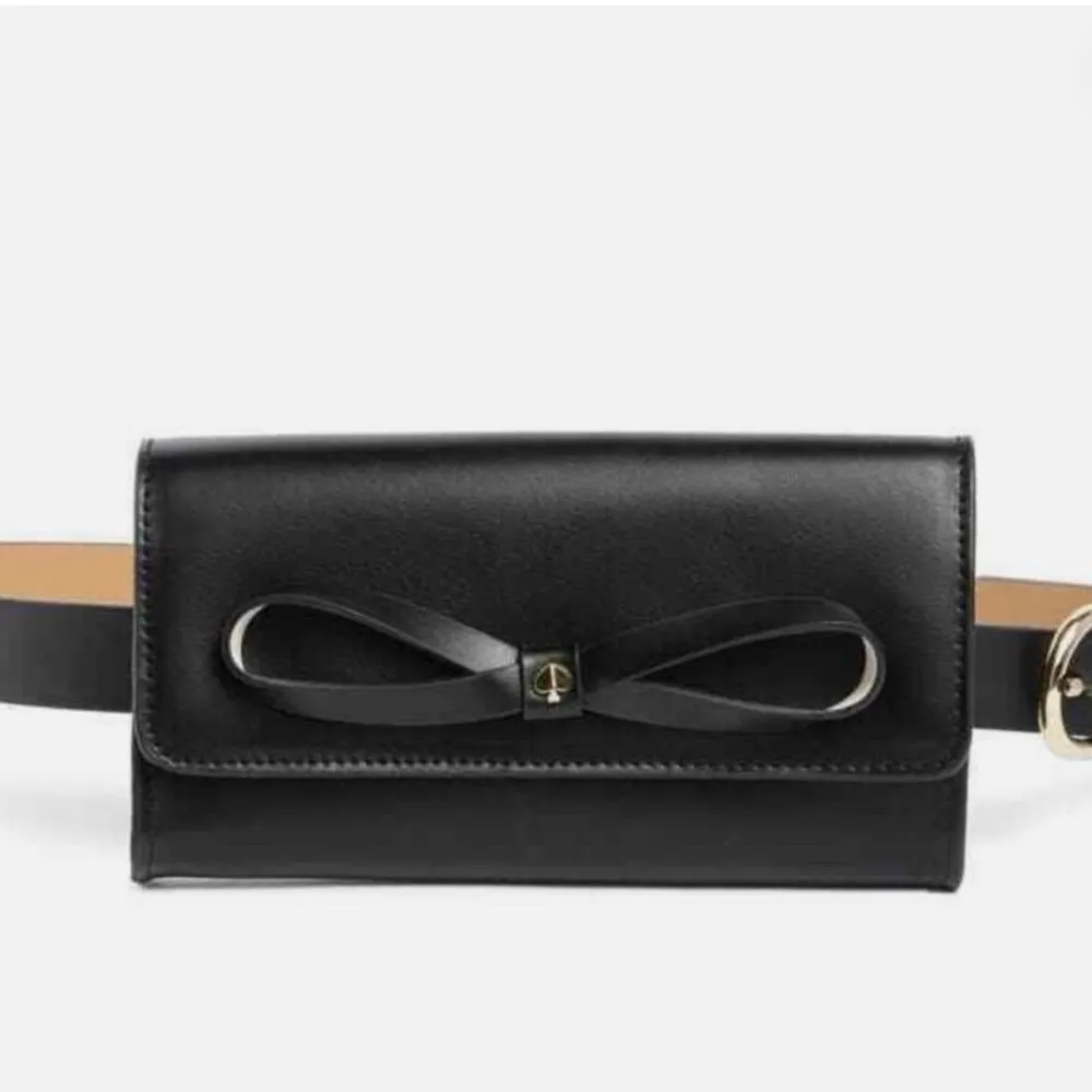 Kate Spade black genuine leather adjustable bow bag - Image 4