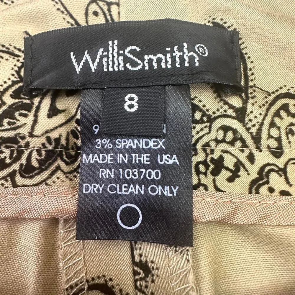 VTG 90s Willi Smith Tan Black Flocked Straight Leg Pants Sz 8 Whimsigoth Fairy - Image 3