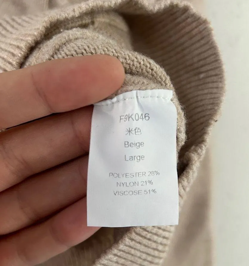 Cream Beige Turtleneck Sweater Neutral Casual Winter Holiday Large Tan - Image 2