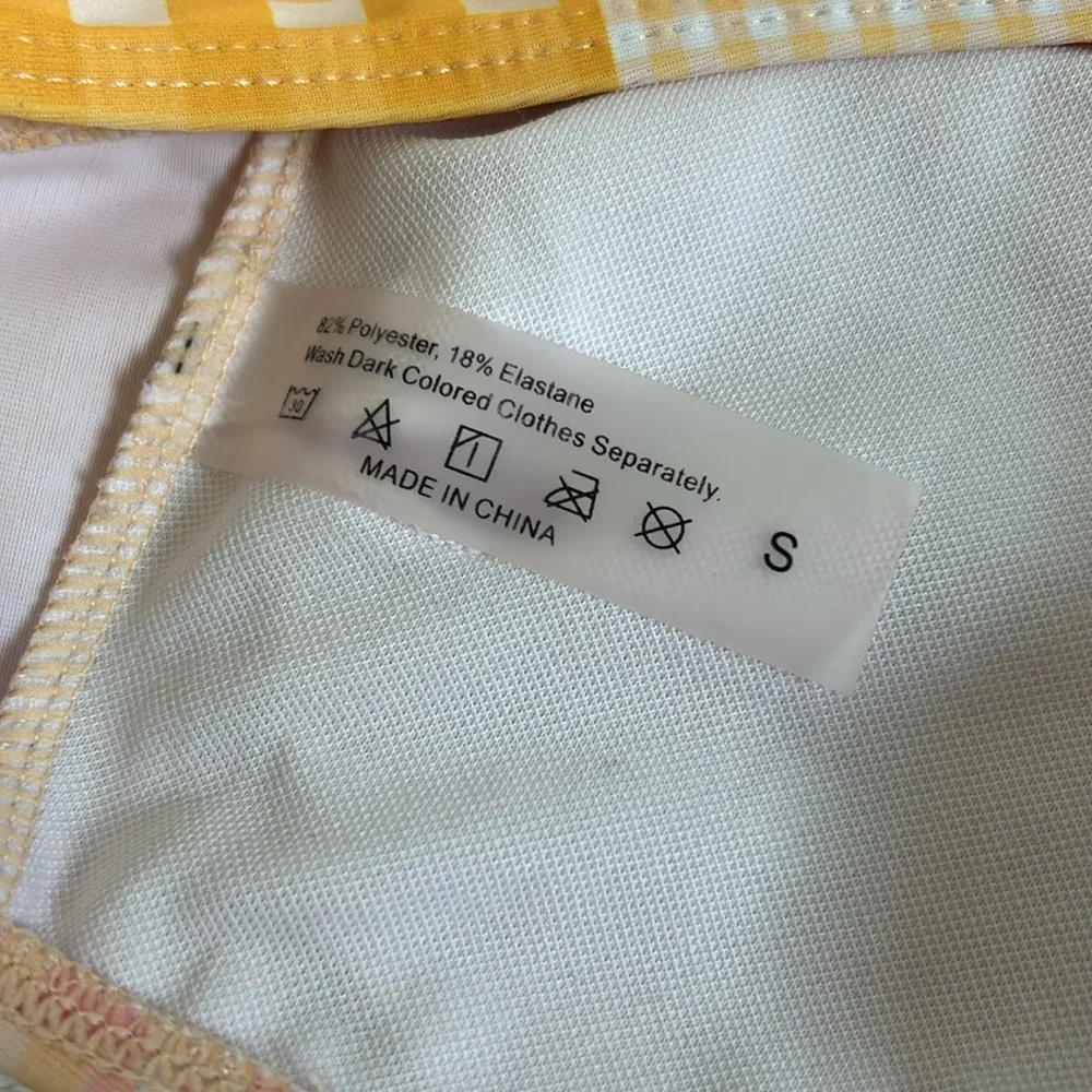 Pink and Orange Gingham Swimsuit - Image 4