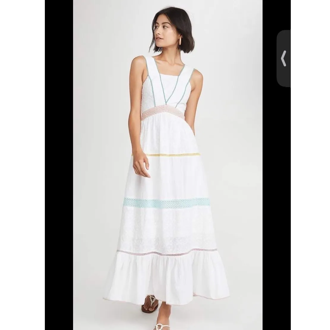 Tigerlily Namita White Crochet Trim Maxi Dress Square Neck Boho Beach Vacation 2 - Image 3