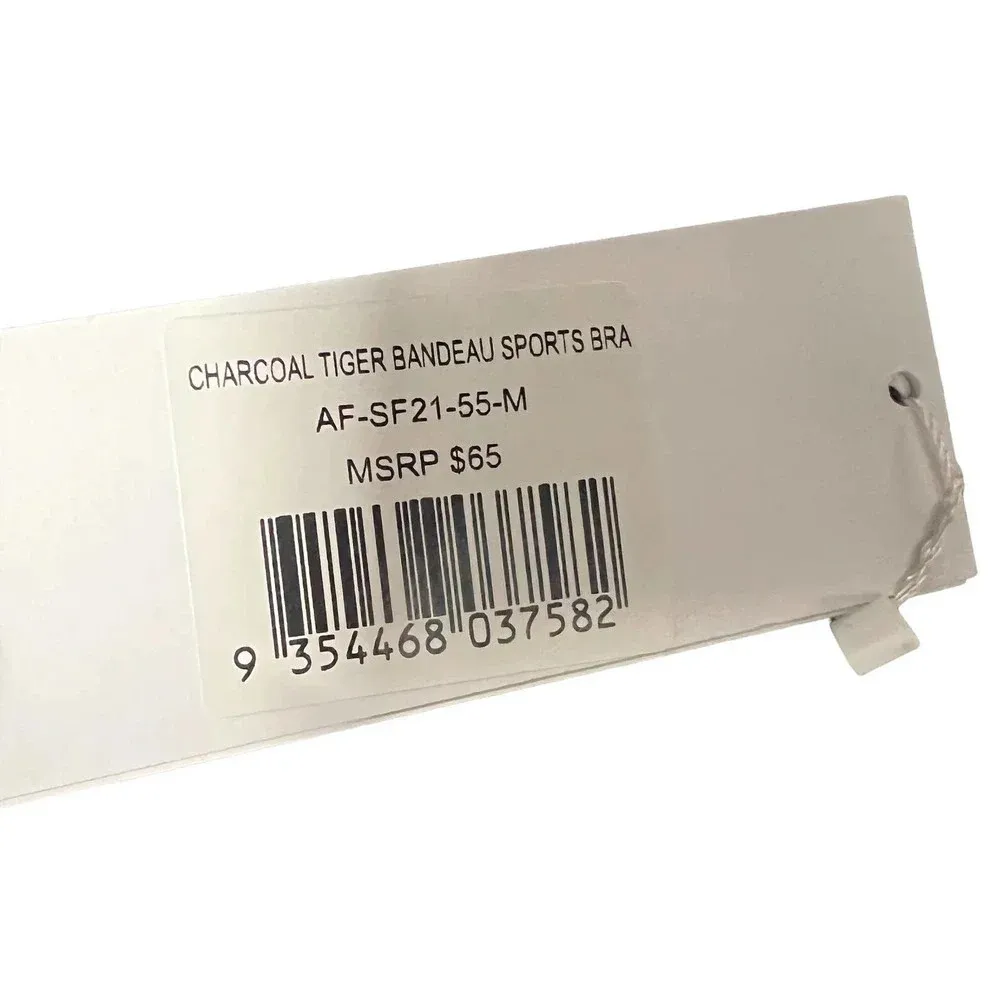 Allfenix Bandeau Sports Bra Tiger Animal Print Stretch Gray Black Size Medium‎ - Image 12