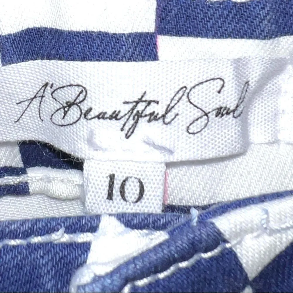 A beautiful soul awesome wide flared bell bottom blue and white checkere… Size 10 - Image 7