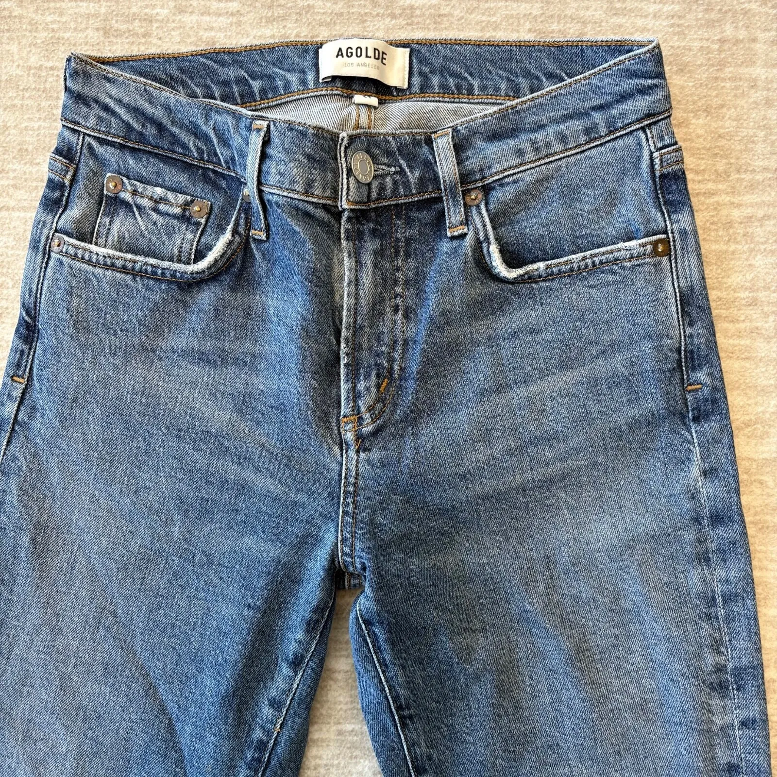 AGOLDE Toni Mid Rise Stretch Straight Ankle Jeans Blue Womens Size 24‎ - Image 2