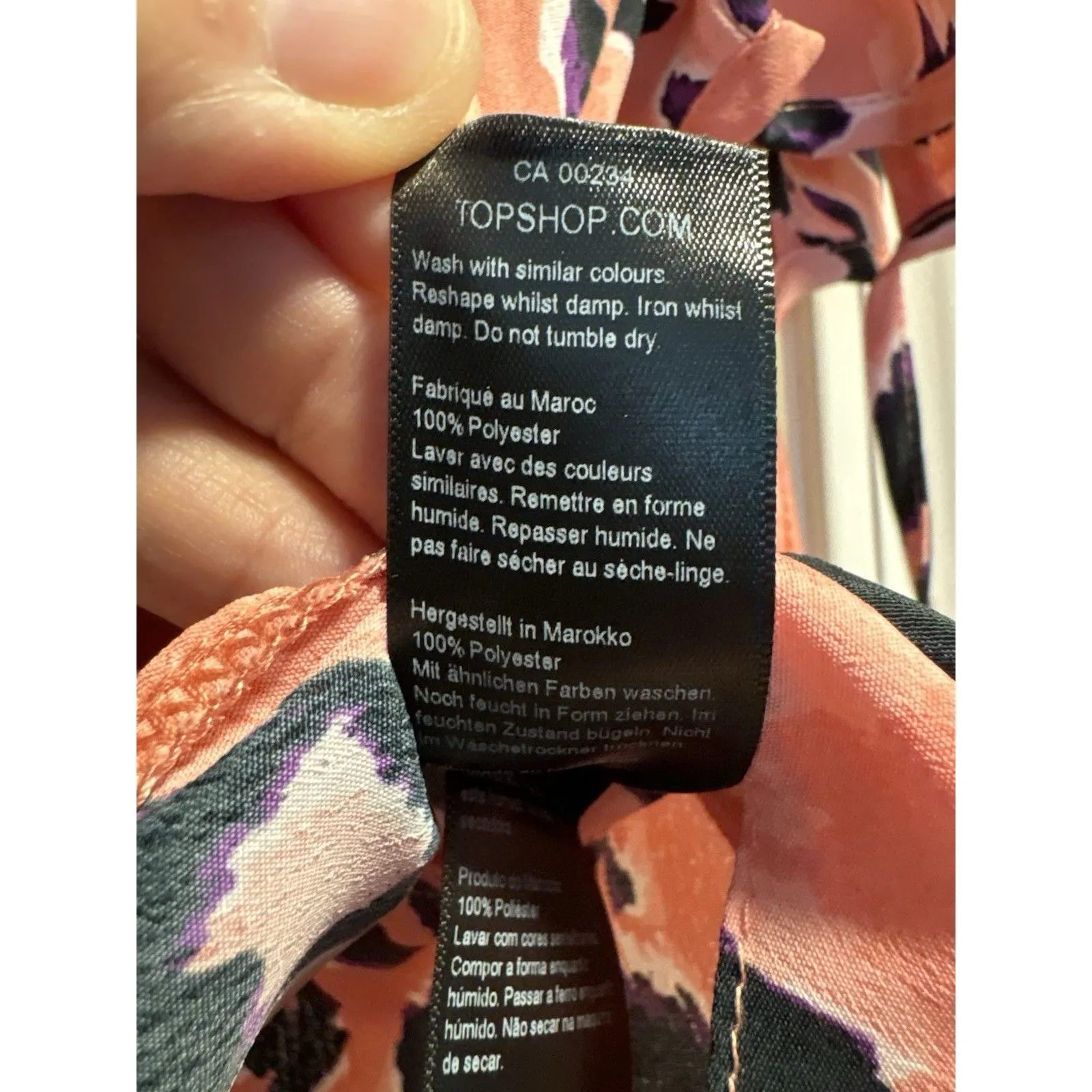 TopShop Shirt Womens Size 12 Pink Cheetah Print Tie Short Sleeves Aminal Print - Image 5