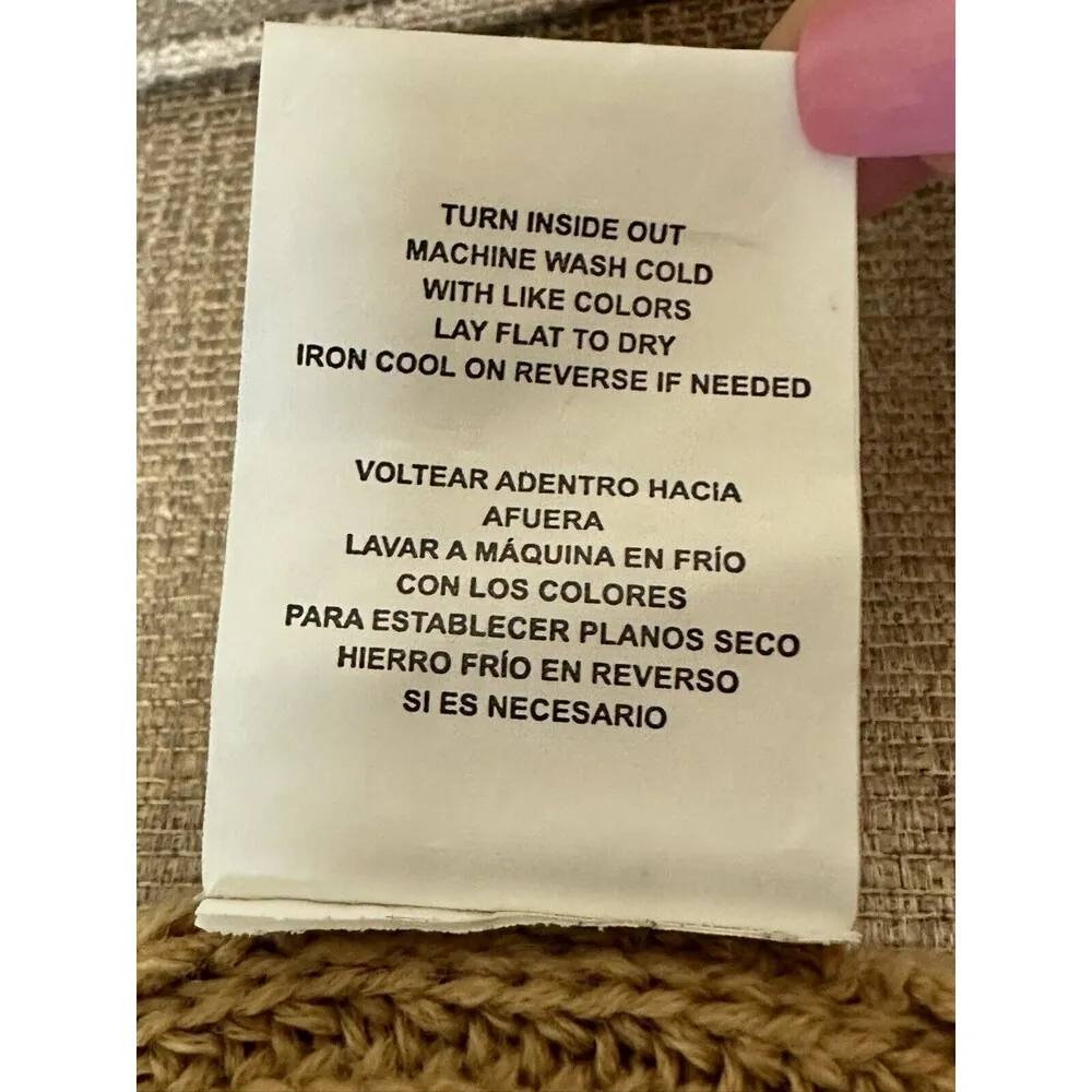 Womens Cable Knit Sweater Ribbon CrissCross Back Lace Up V-Neck SM - Image 9