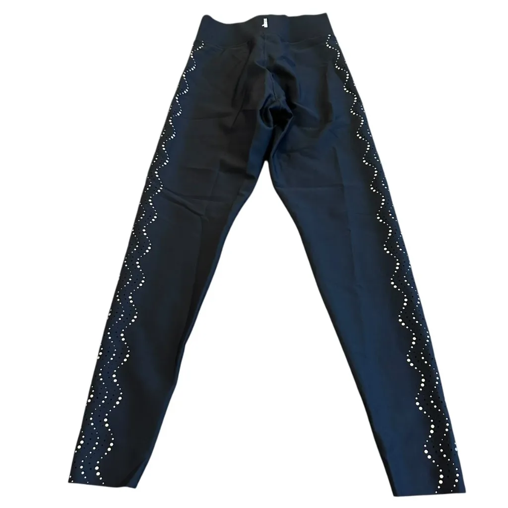 Ultracor Black High Waisted Leggings Cropped Length Polka Dot Stretch Size Small - Image 6