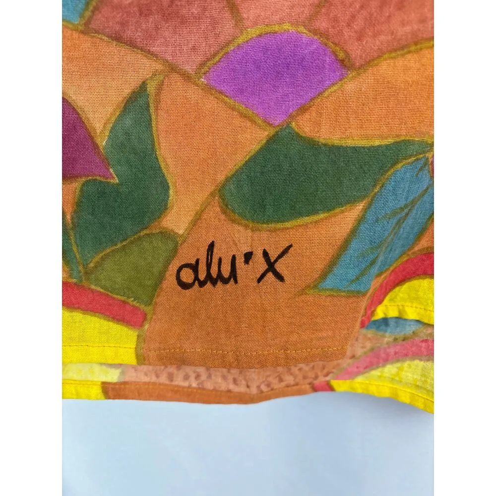 Women’s Handpainted Short Sleeve Blouse. No Size Tags Read Description Please. Yellow - Image 3