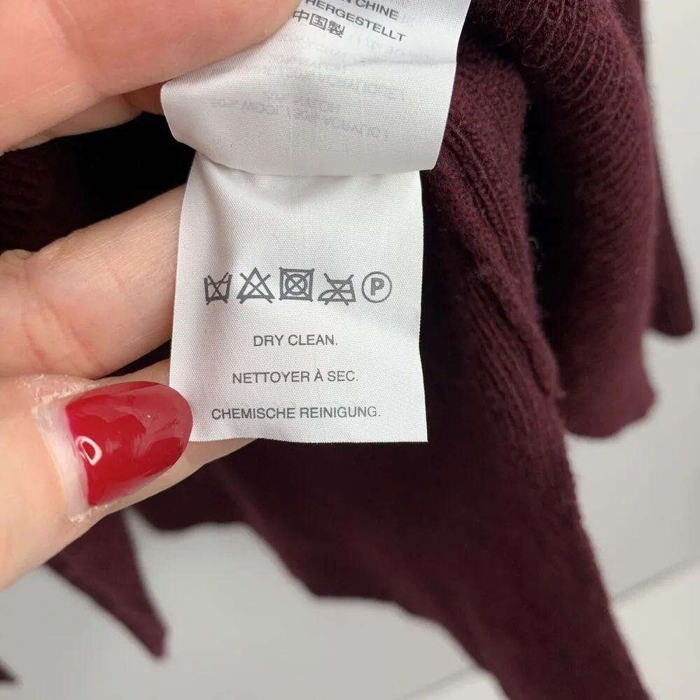 J. Crew Sz L Sweater Peplum Bell Long Sleeve V-neck Wool Blend Burgundy Women’s - Image 9