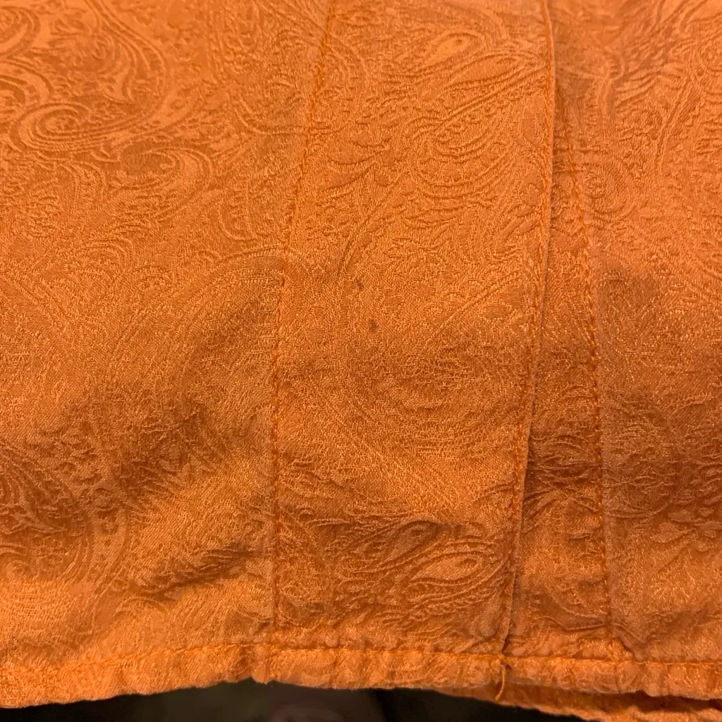Vintage Marni West Silk Women’s Medium Orange Paisley Button - Image 7