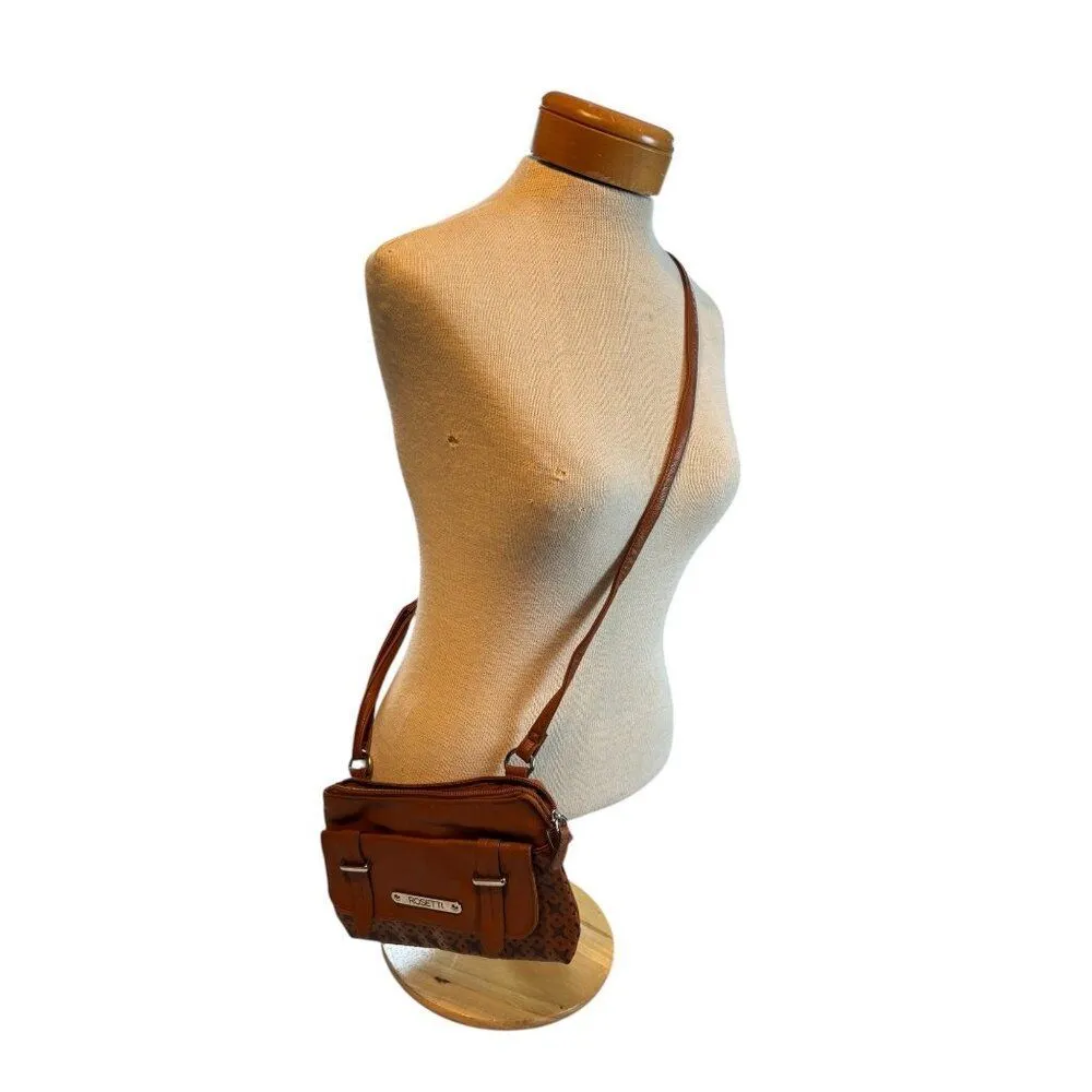 Brown Rosetti Faux Leather Crossbody Bag With Cut-Out Design & Adjustable Strap - Image 7
