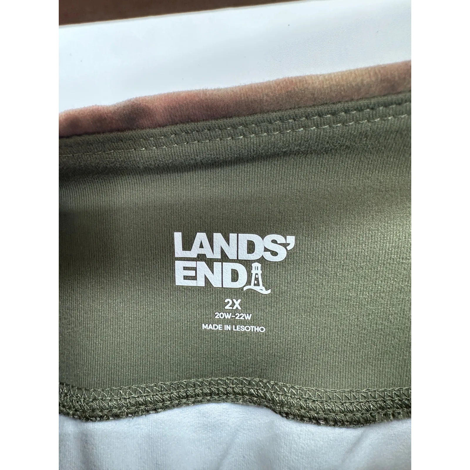 Lands' End Biker Shorts Women 2X Green Brown Tie Dye High Rise 10" Inseam - Image 6