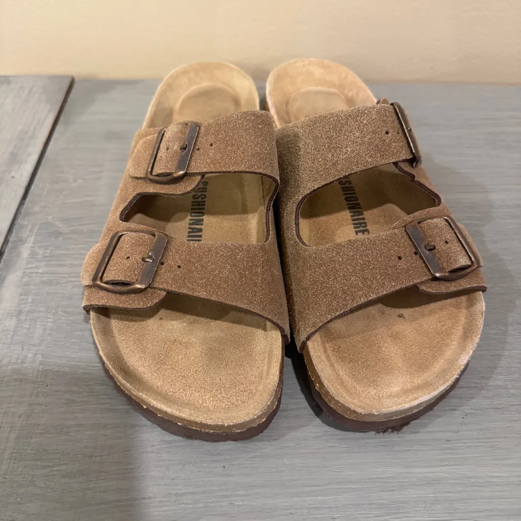 Cushionare Women’s Lane Sandal Cork with Leather Footbed Size 6.5 brown - Image 2