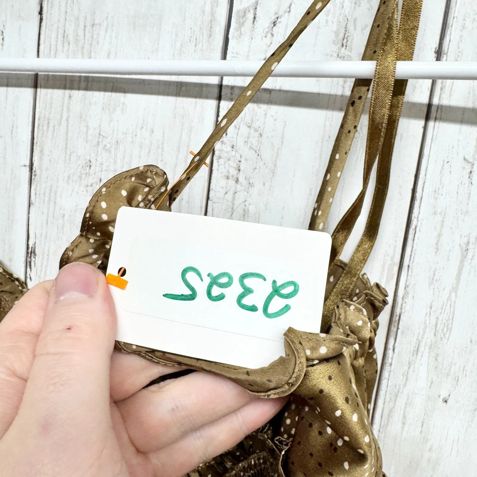 BcbgMaxazria Dress Women Size XS Gold Silk Dot Sleeveless Baby Doll Y2K Coquette - Image 3