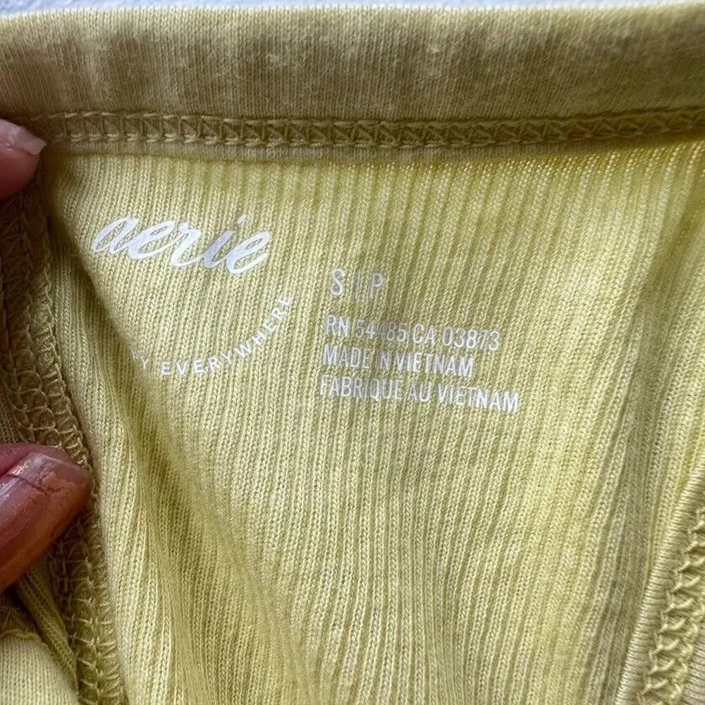 Aerie Yellow Ribbed Tank Top Women’s Size Small Racerback Cotton Blend NEW - Image 5