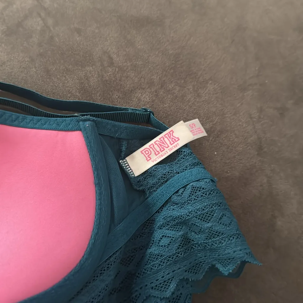 Victoria's Secret PINK Teal Lace Strappy Push-up Bralette - Image 10