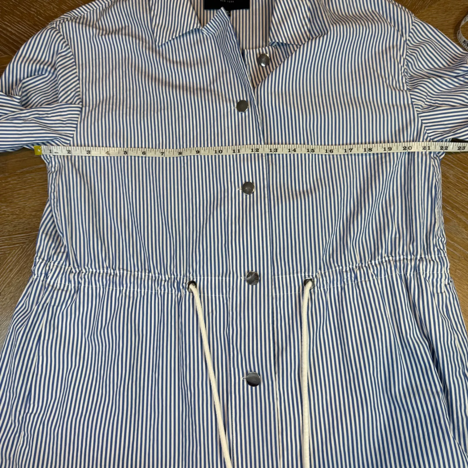 Lafayette 148 Stripe Button Front Shirt Dress Old Money Blue White Size XL - Image 7