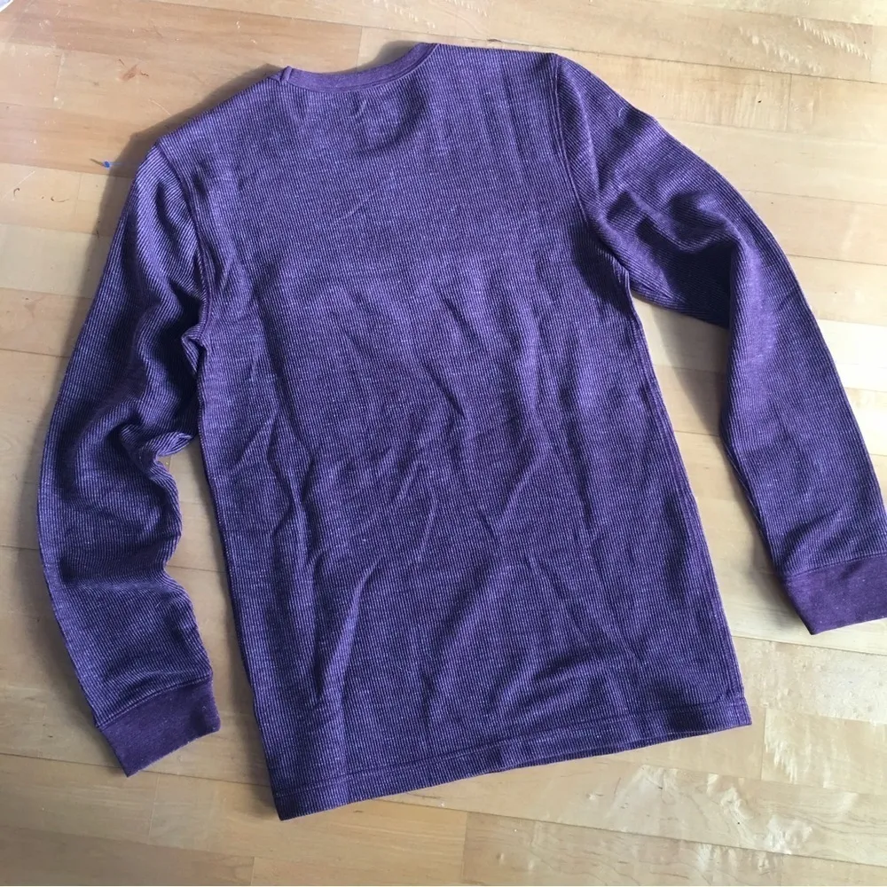 Sonoma Long Sleeve Thermal Crewneck, Red Wine Burgundy Heather, Size S - Image 11