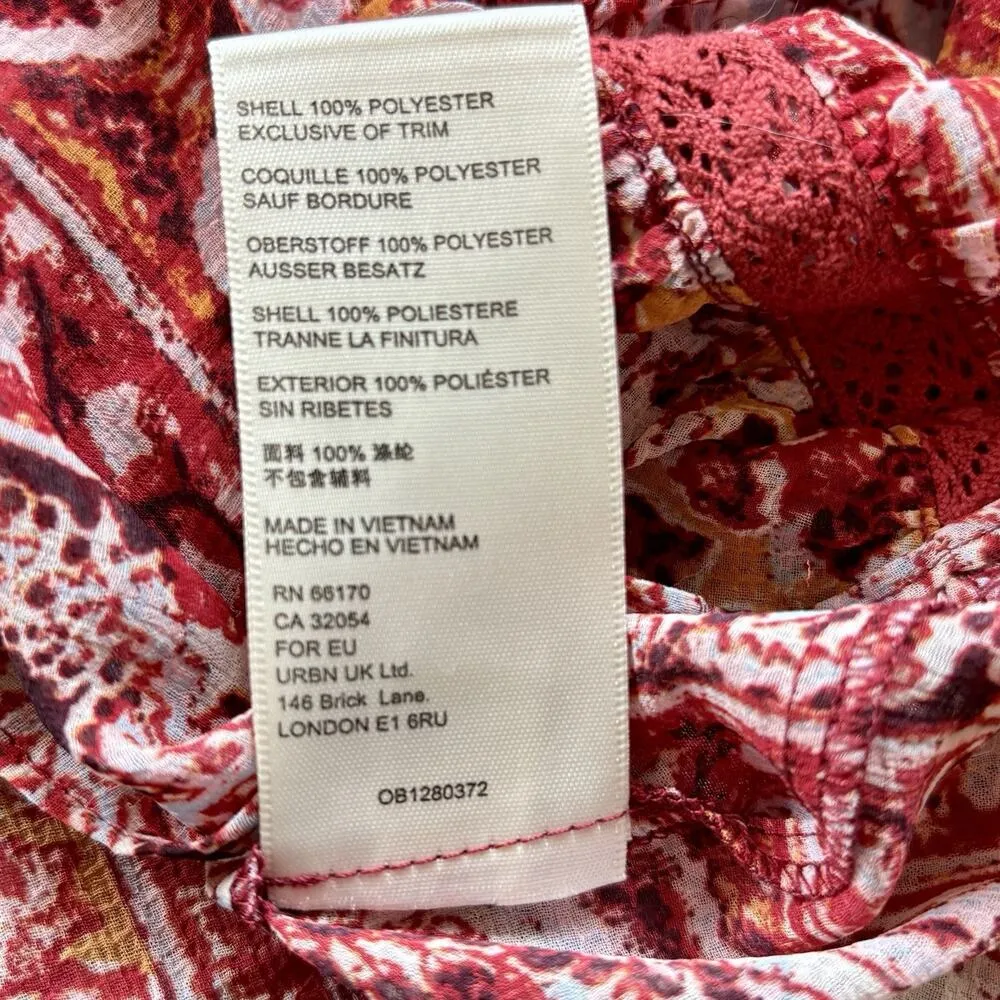 Free People Size M L Lorriane Boho Print Tie-Front Top Blouse Boho Festival - Image 7