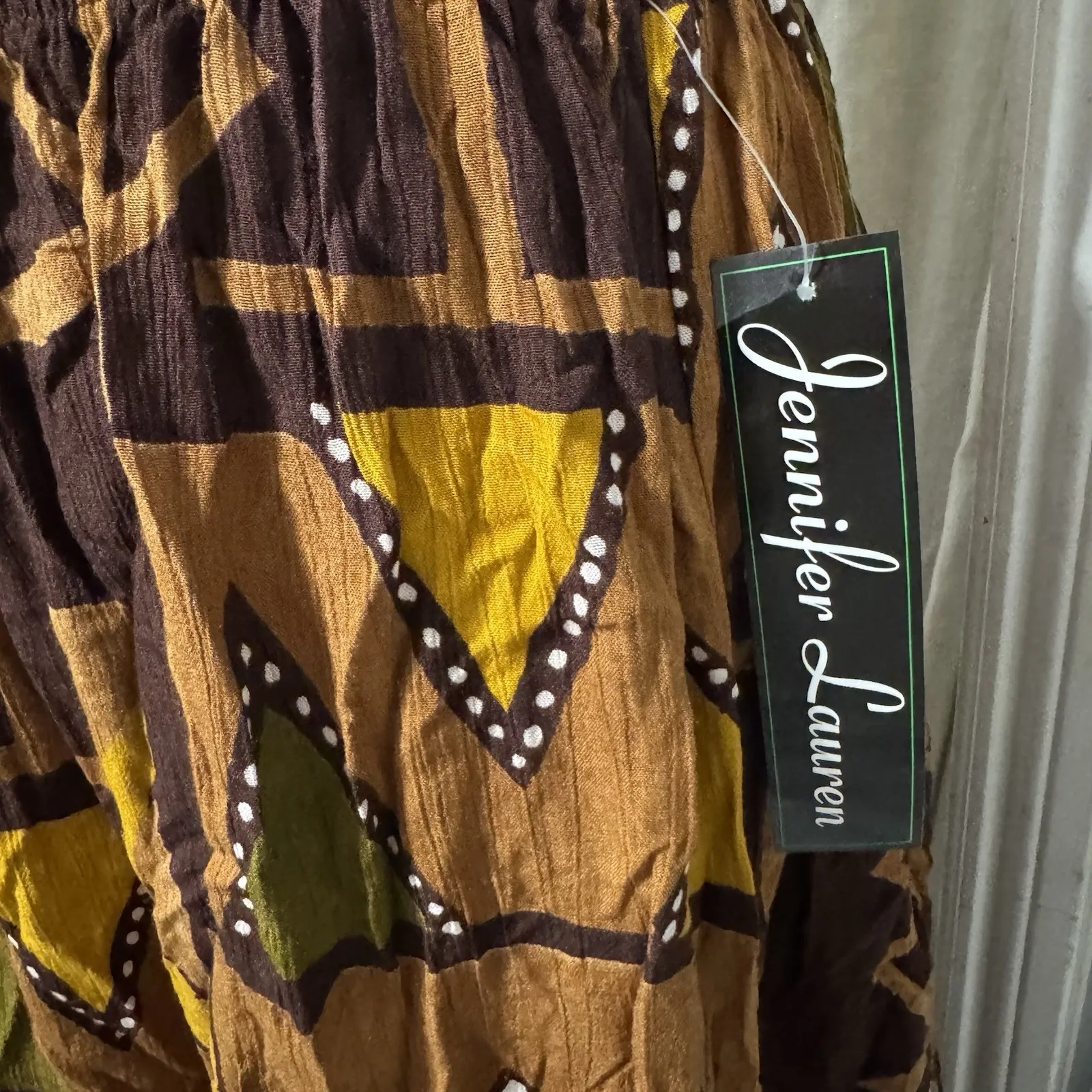 Jennifer Lauren Women Boho Brown Fairy Elastic band Hippie Maxi African Skirt 1X - Image 5