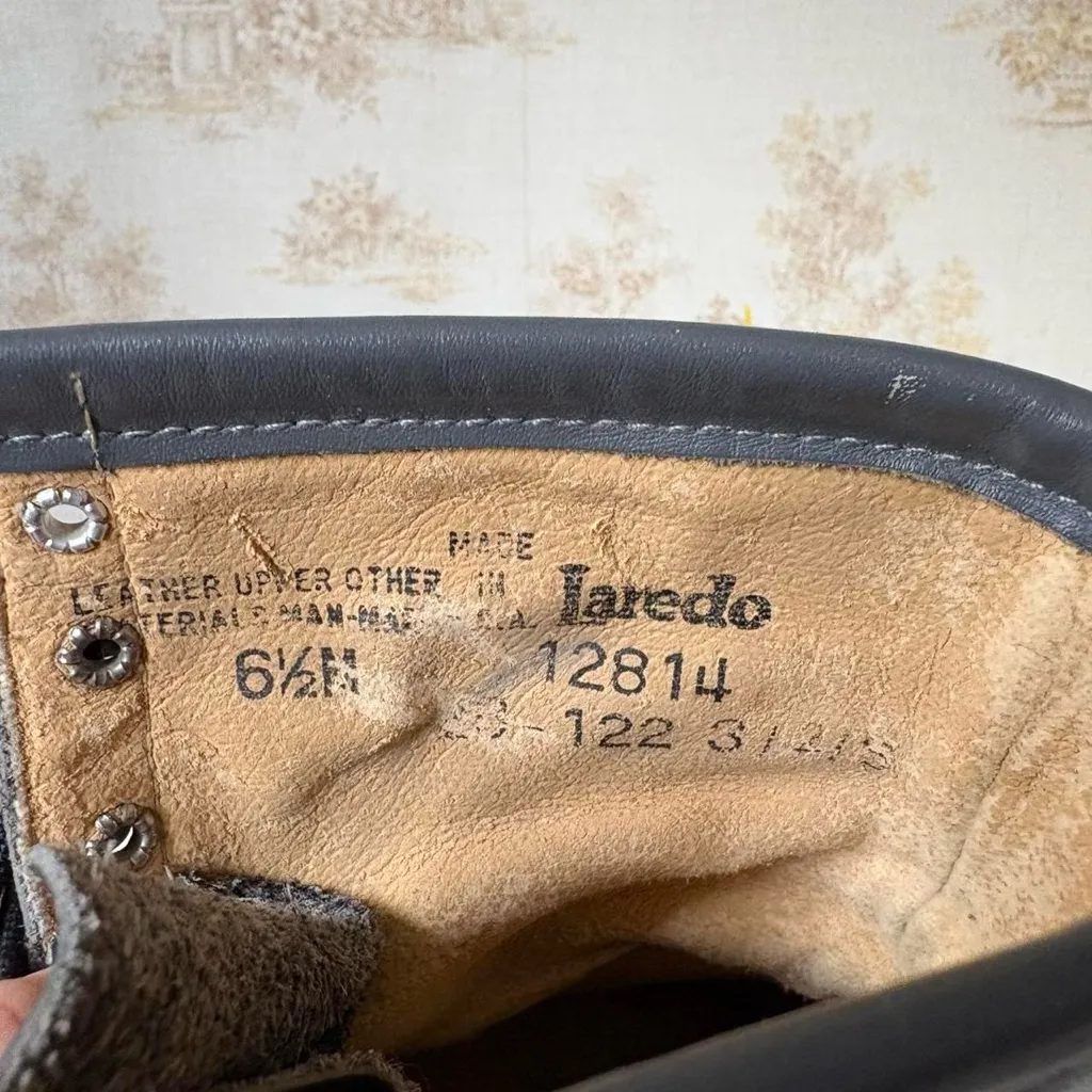 Vintage Laredo gray leather Kiltie roper lace up western whimsigoth boots 6.5 - Image 7