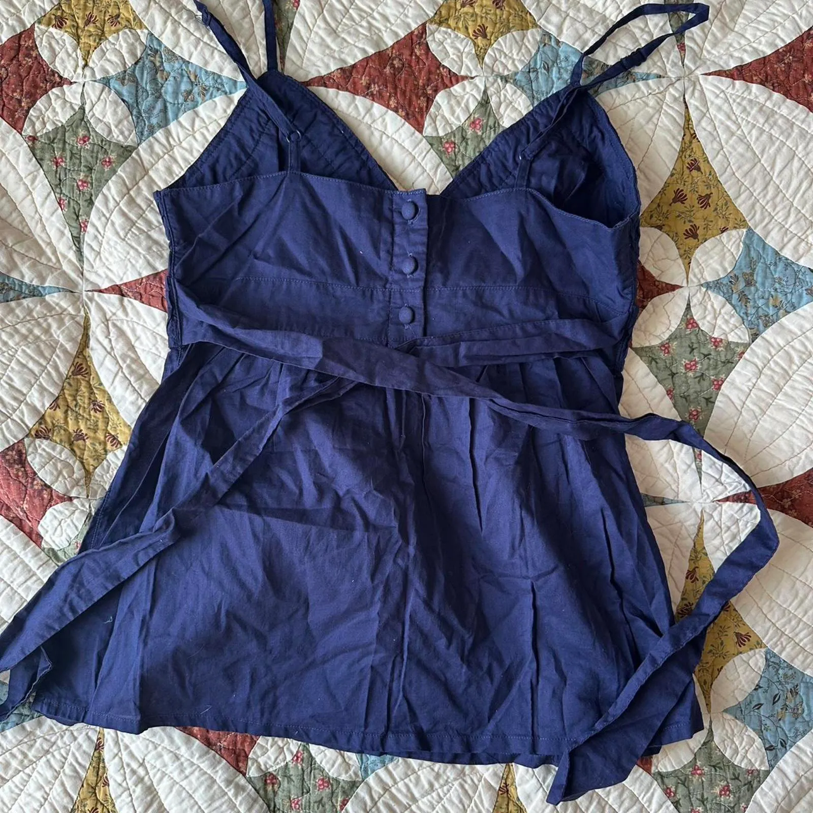 Navy blue Forever 21 vintage Y2K babydoll cami top with tie back detail - Image 3