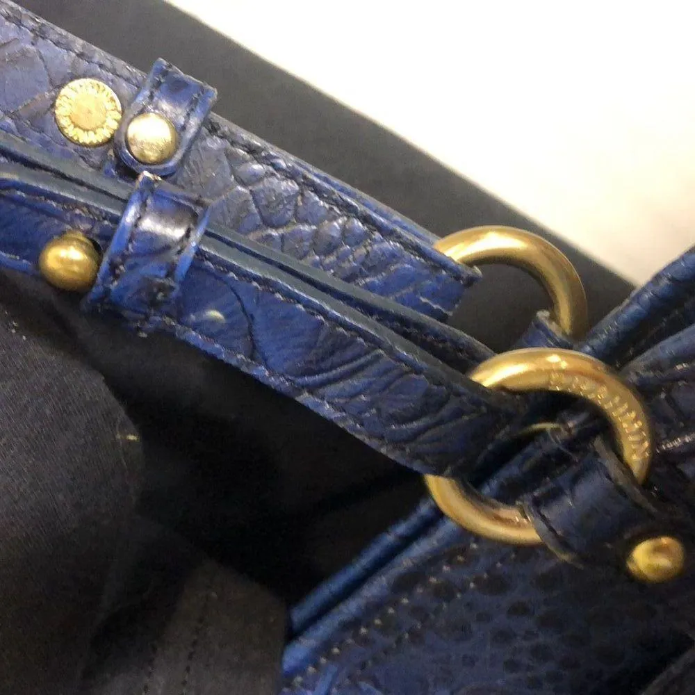 BRAHMIN Blue Crocodile Leather Top Zipper Closure Shoulder Bag - Image 9