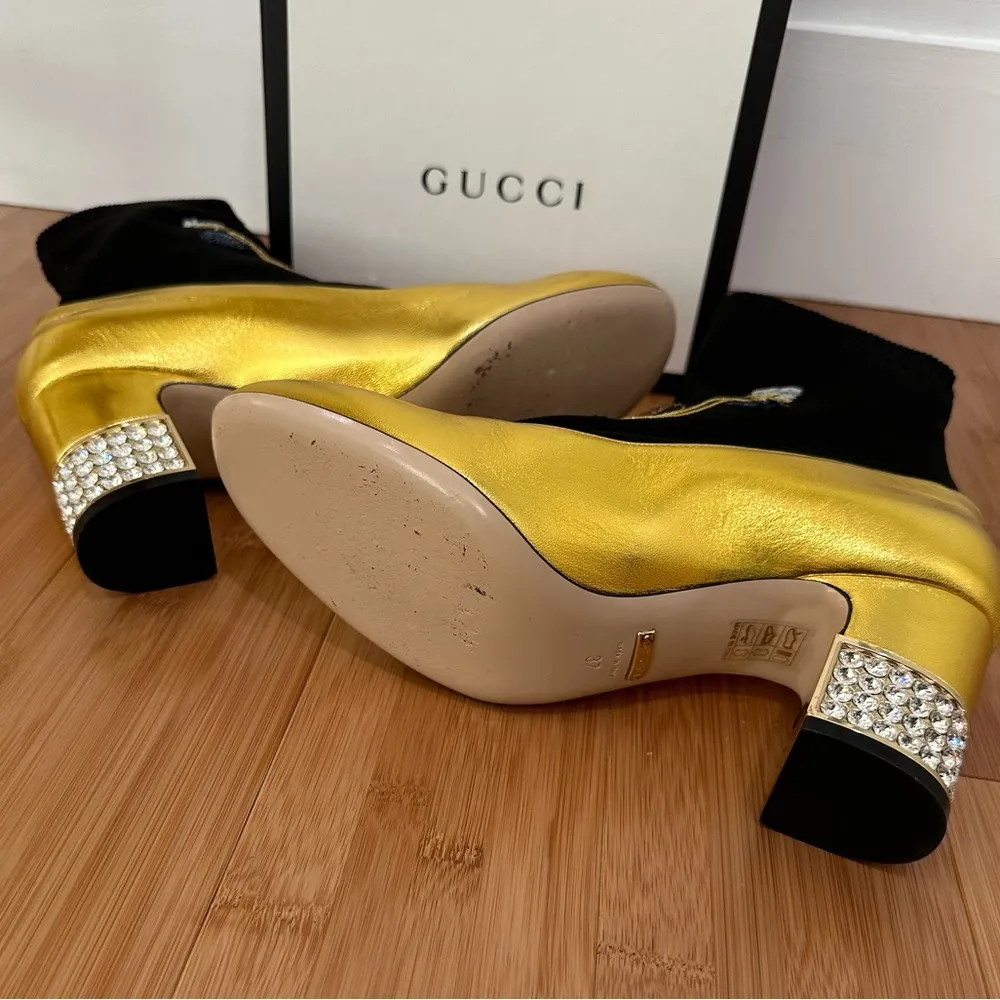 Gucci Metallic And Crystal Boots - Image 6