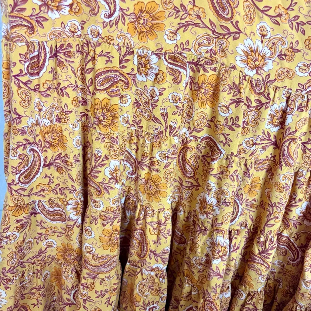 Patrons of Peace Toluca Border Orange Yellow Paisley A Line Swing Dress X-Small - Image 7