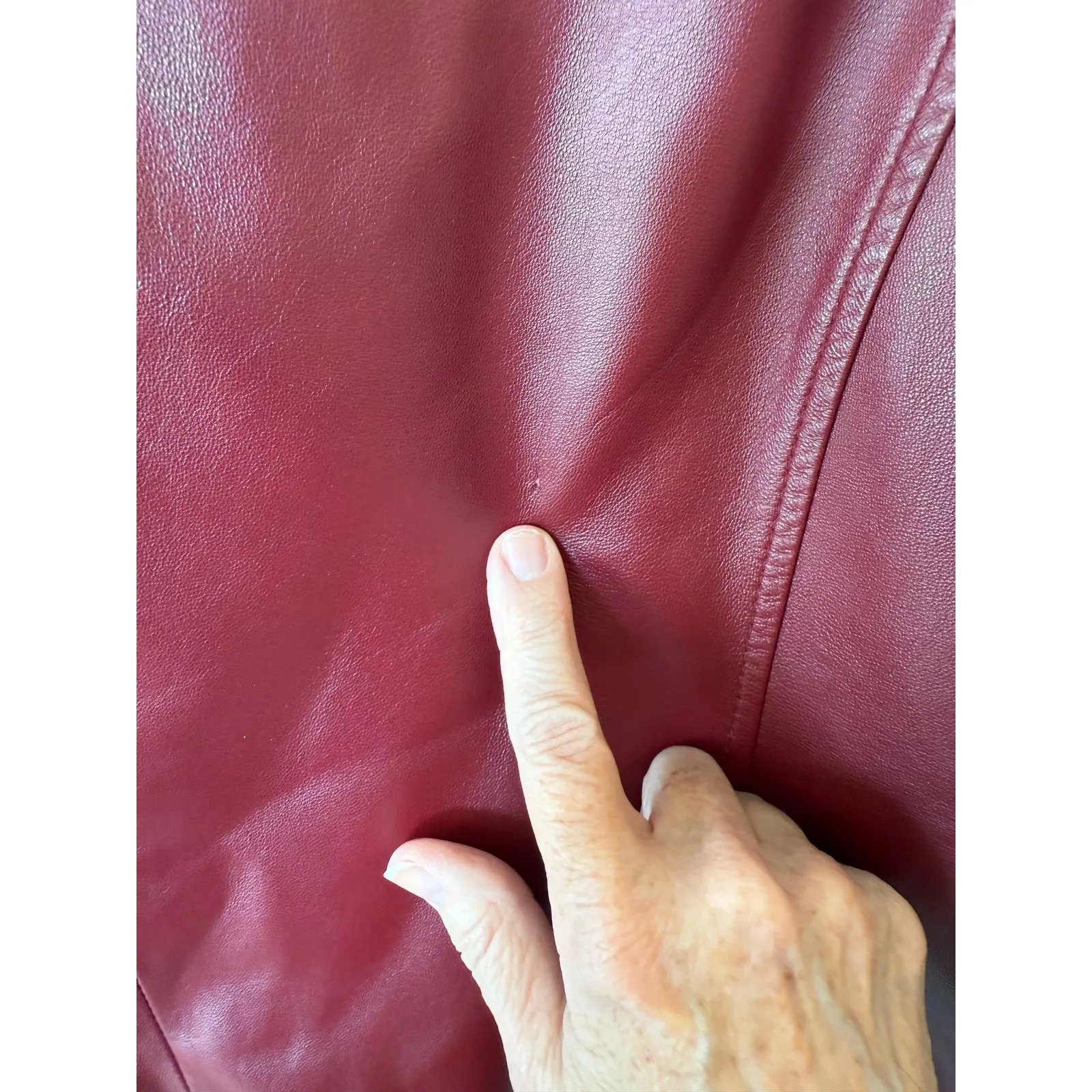 Siena Studio Pristine Leather Jacket Womens Large Burgundy Red Quilted Full Zip Size XL - Image 6