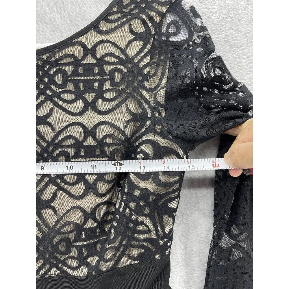 Eliza J. Women's Dress Fit & Flare Black Lace Top Size 0 Petite Long Sleeve - Image 13