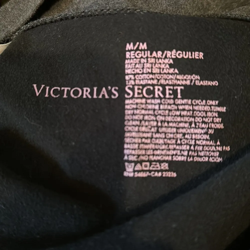 Victoria's Secret Black Fold Over Waistband Leggings Angel Wings Logo Medium - Image 15