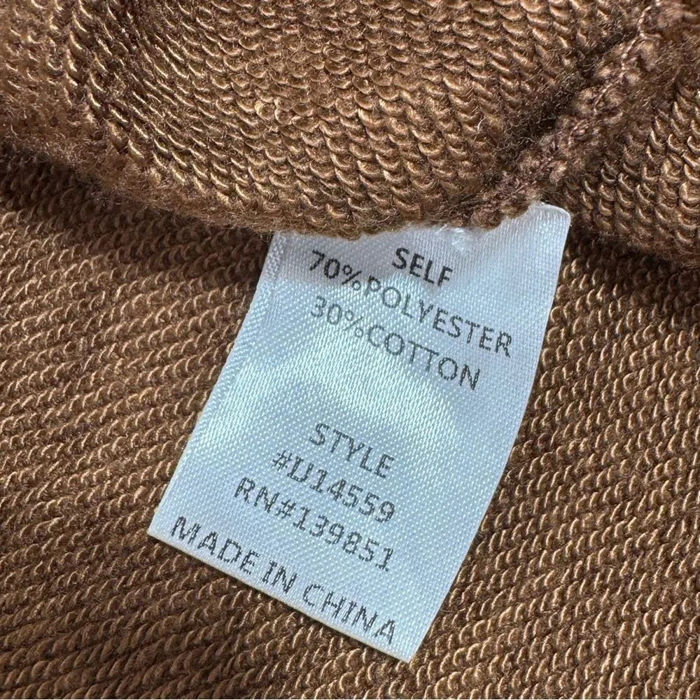 Oddy Distressed Jersey Knit Shacket Cropped Brown‎ Medium Large Brown - Image 11