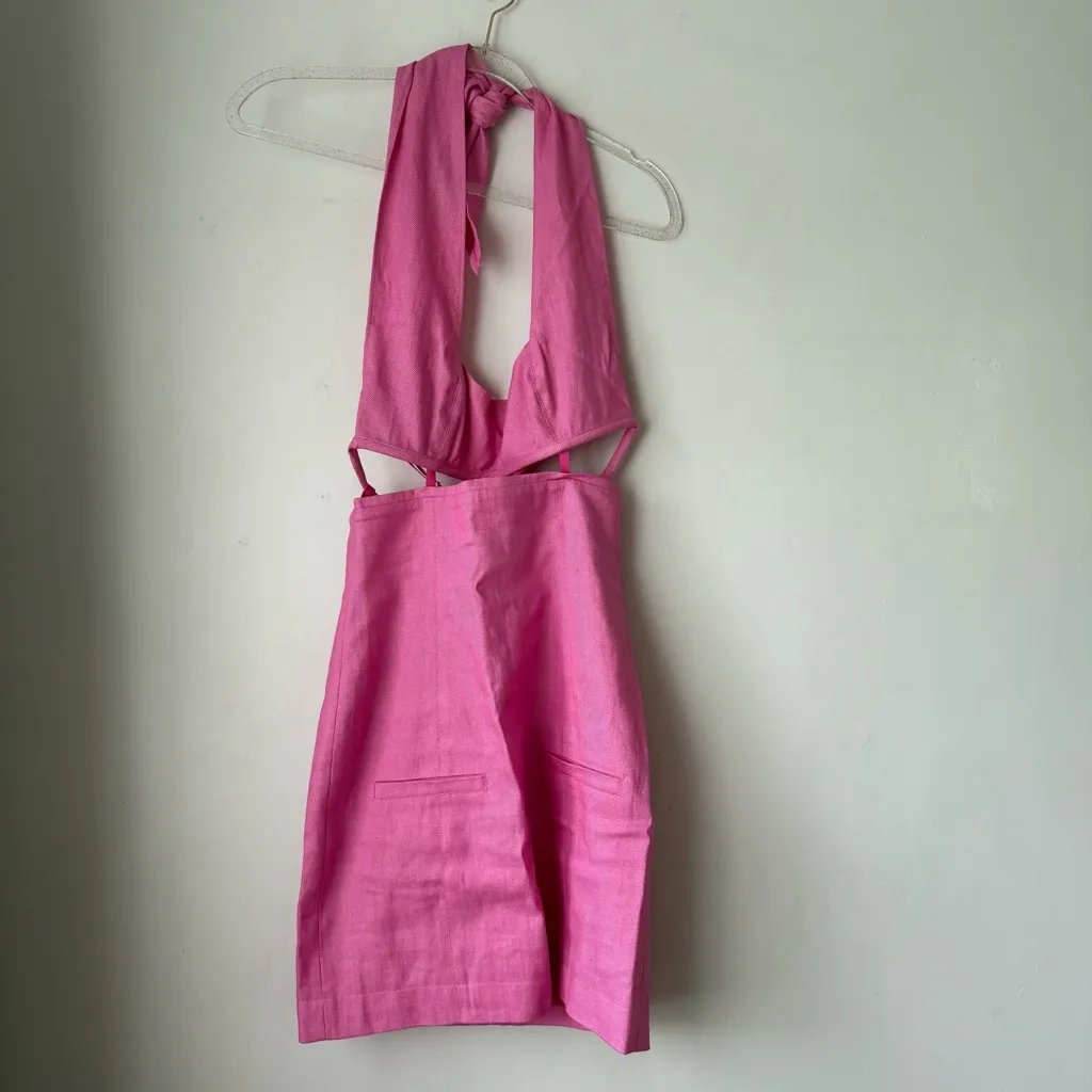 Jacquemus Le Splash Limao Pink Cutout Twill Halterneck Mini Dress FR 36 / US 4 - Image 8