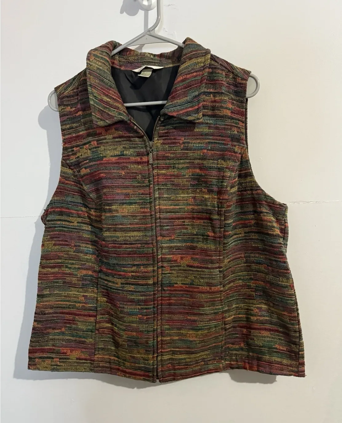 Christopher & Banks Womens Multicolor Tapestry Vest Woven XL Boho Western - Image 1