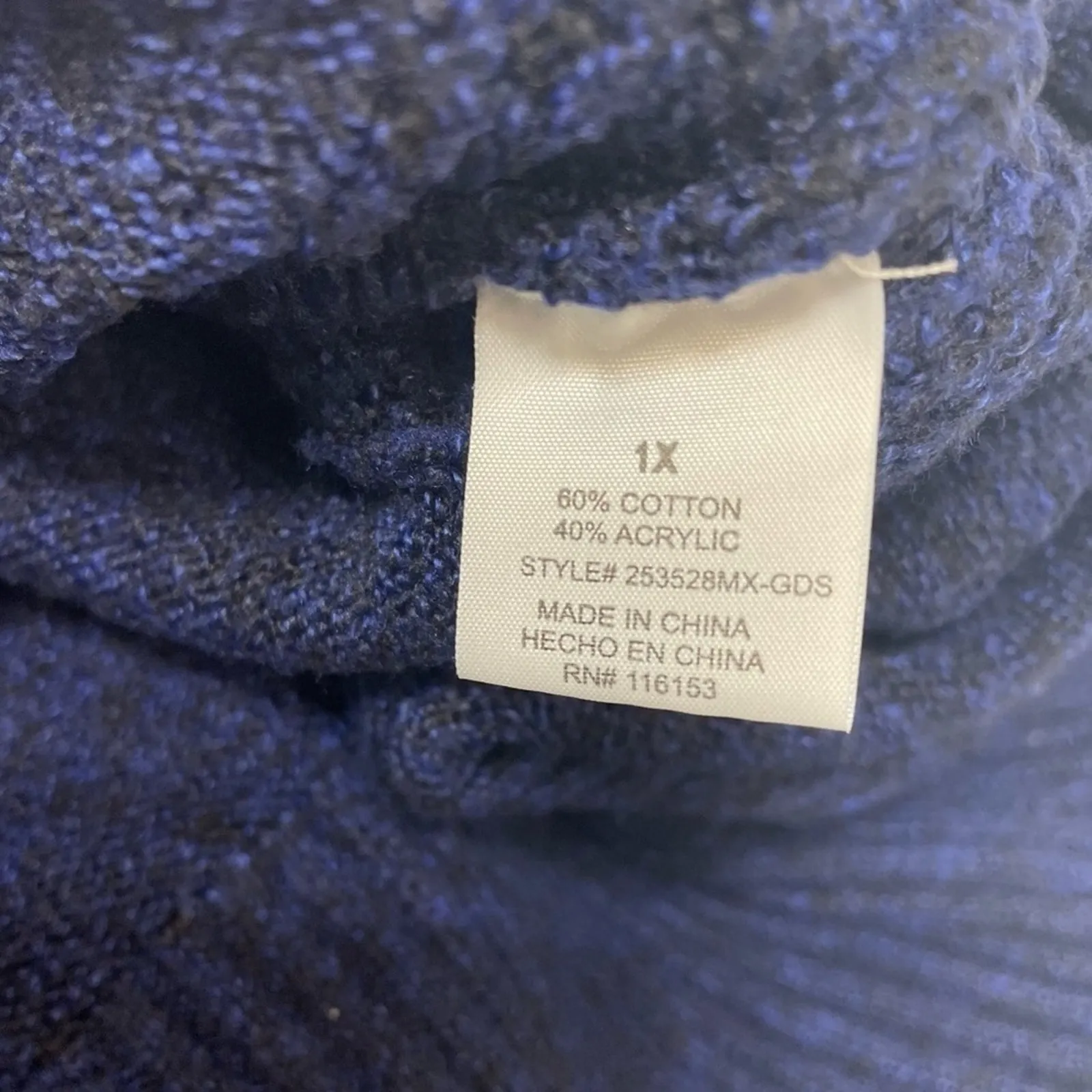 Thyme + Honey Oversized V-neck Sweater Size 1X blue black knit - Image 10