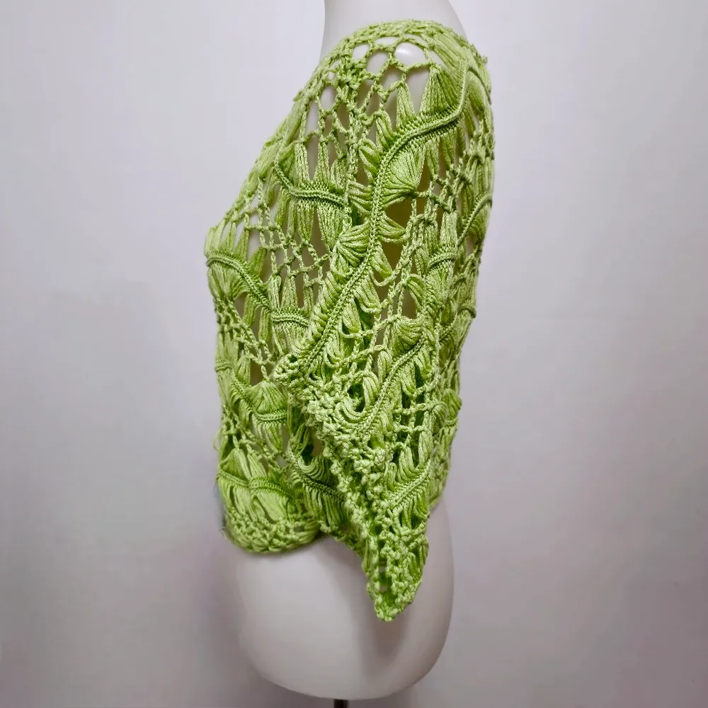Buckle Romeo & Juliette Couture Lime Dolman Macrame Crochet Sweater Size Small - Image 2