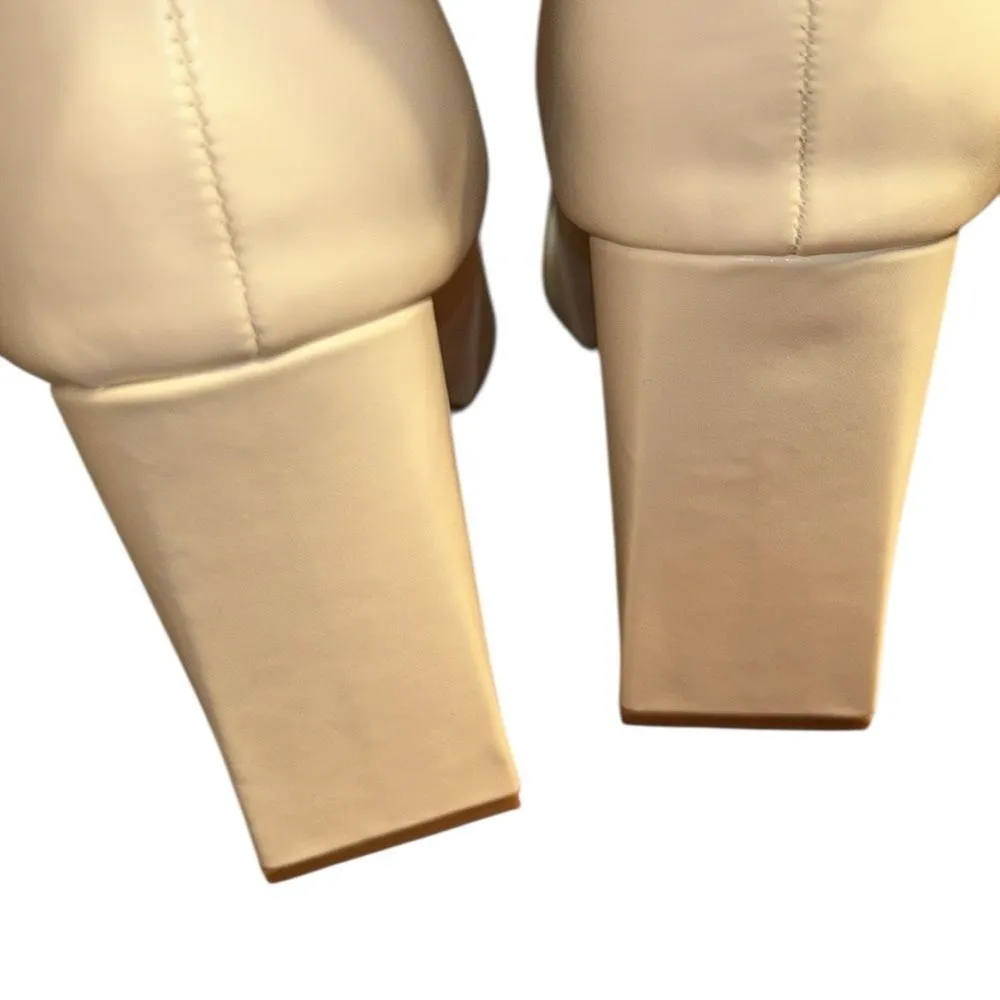 Lulus Square Mouth Ivory Boots(Size 11) - Image 4