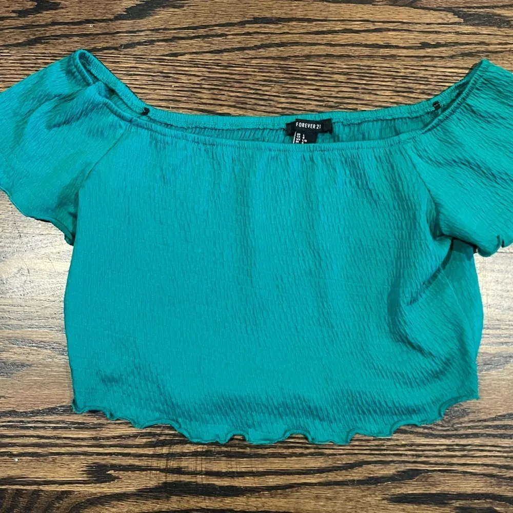 Forever 21 Green Off‎ The Shoulder Stretchy Crop Top Size Large - Image 6