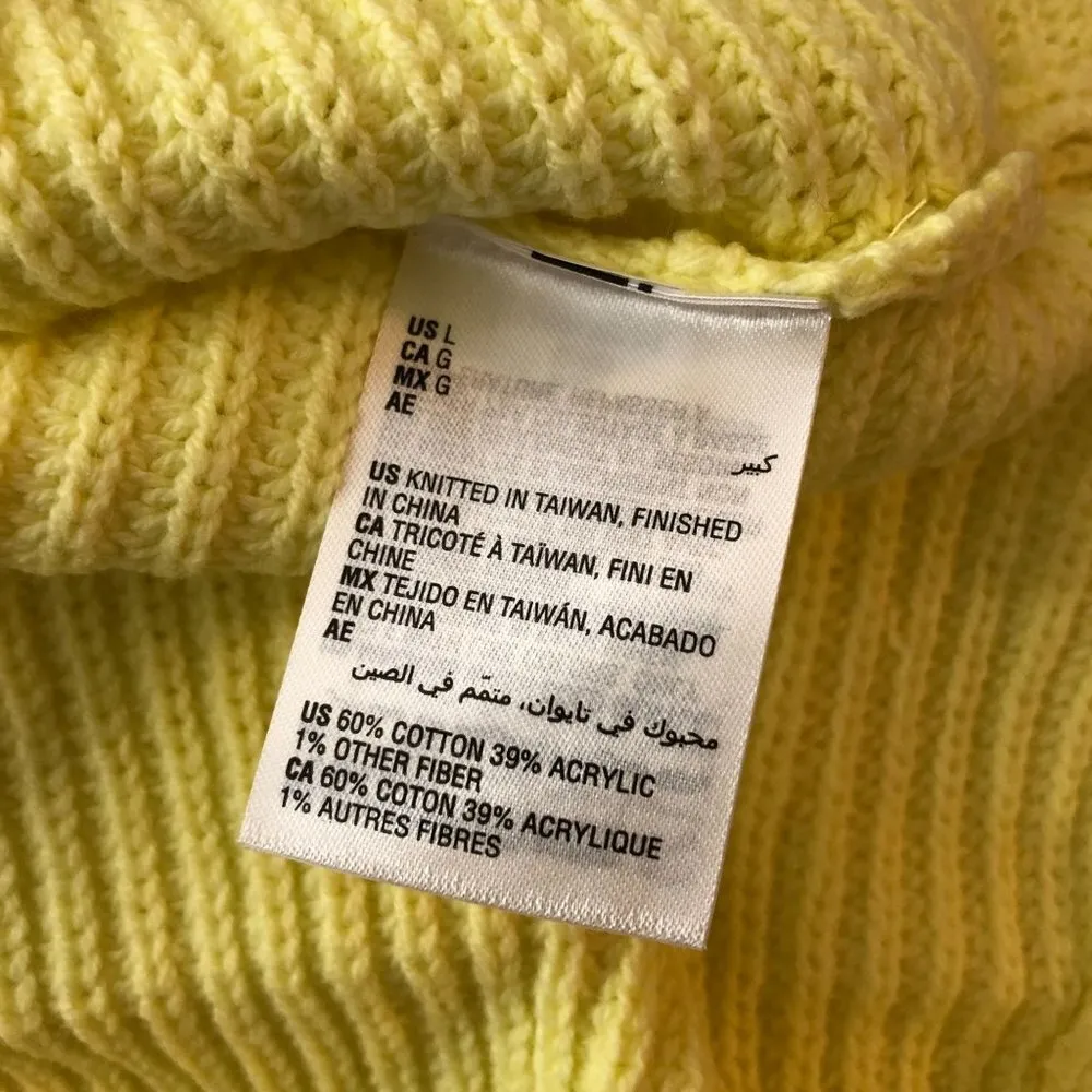 INC Womens Sweater Faux Wrap Surplice Neckline Chunky Knit Yellow L - Image 4