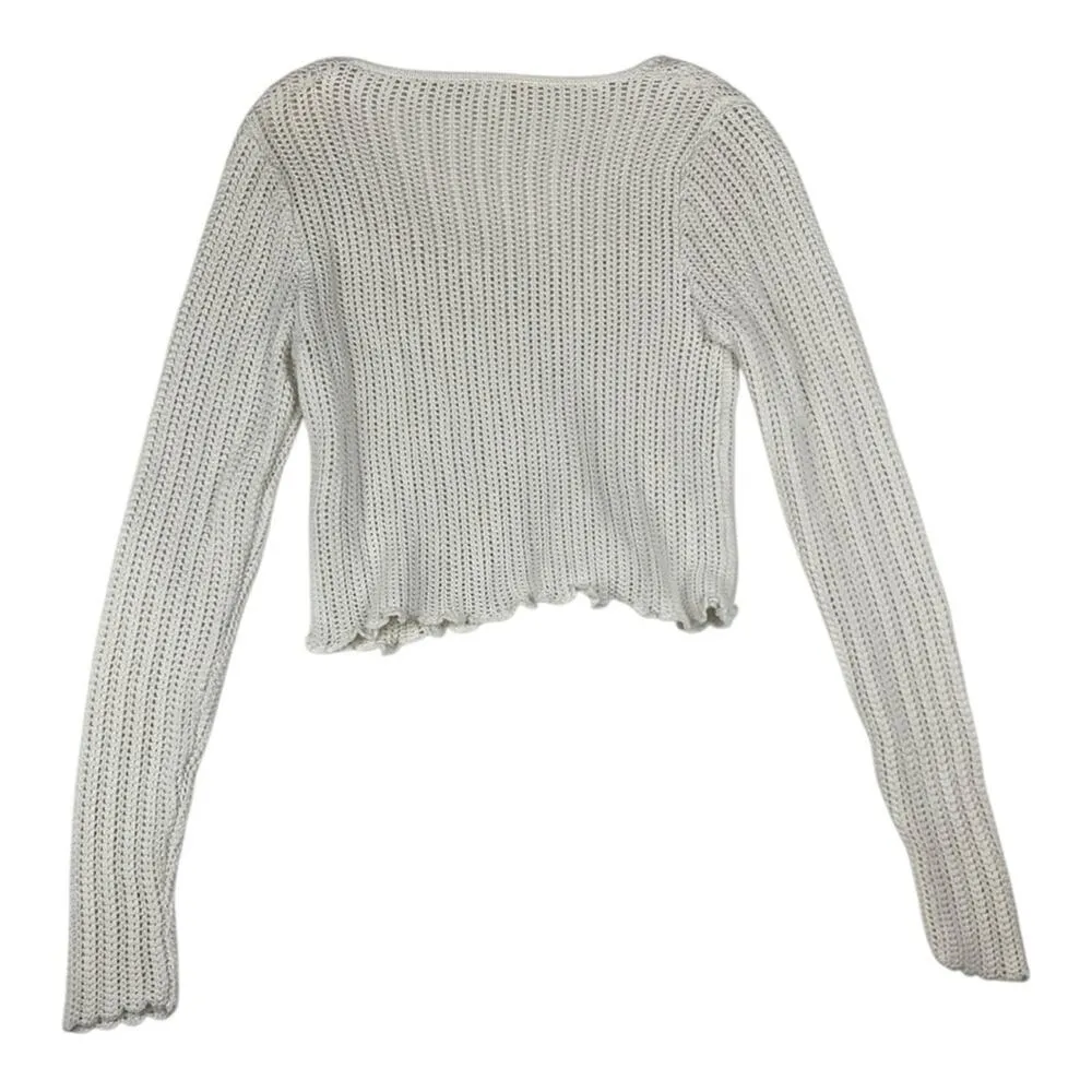 Abercrombie & Fitch women's medium loose knit long sleeve Crop Top nautical rela - Image 2