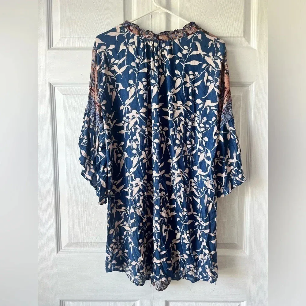 Umgee Boho Paisley Print Dress Sz Med Dress 3/4 Bat Sleeve Flowy Skirt - Image 4