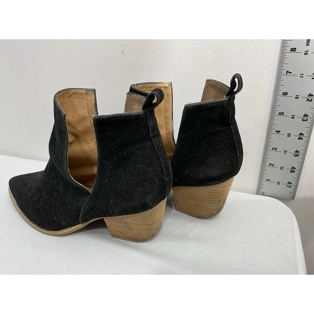 Womans A Rider Girl Mid Ankle Boots 10 Black Stacked Heel Dbl Cutout Toe Guard - Image 4