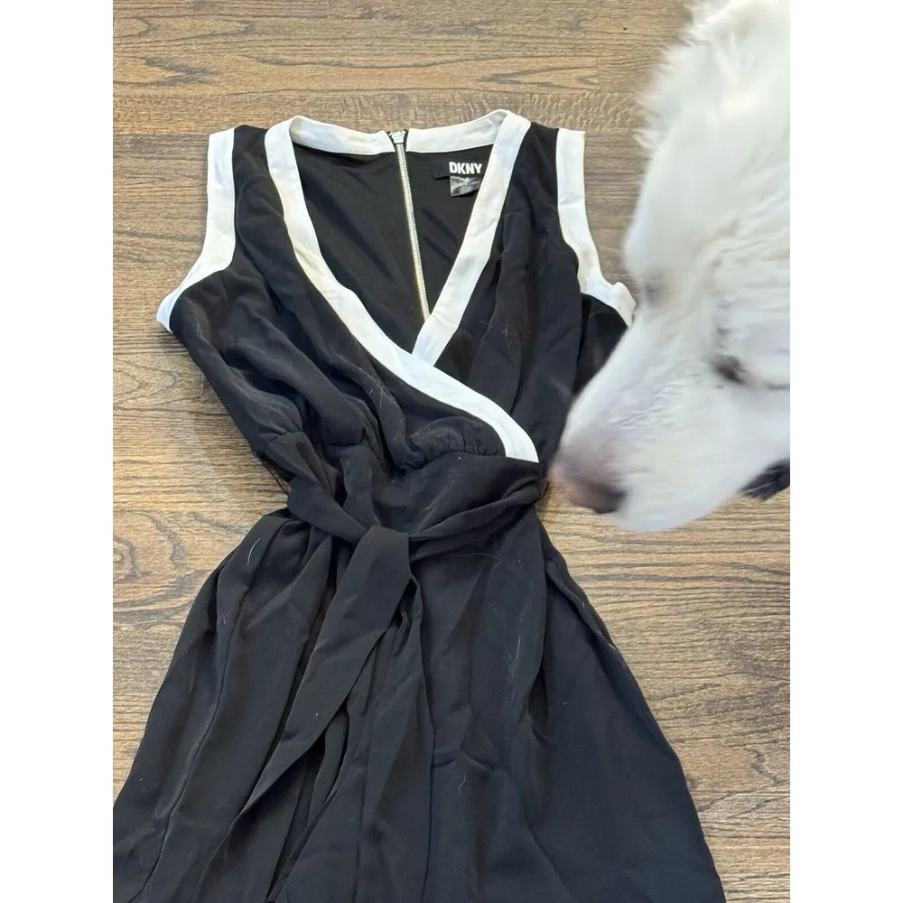 DKNY Women's V-Neck Sleeveless‎ Tie-Waist Jumpsuit Size 14 Belted Cocktail - Image 4