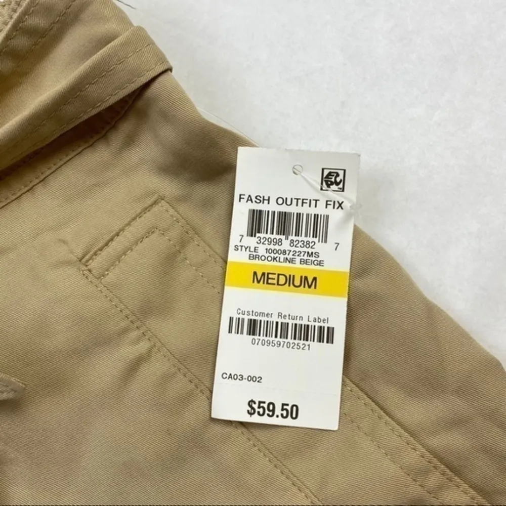 Maison Jules Beige‎ Belted Pocketed Crop Pant - Image 6