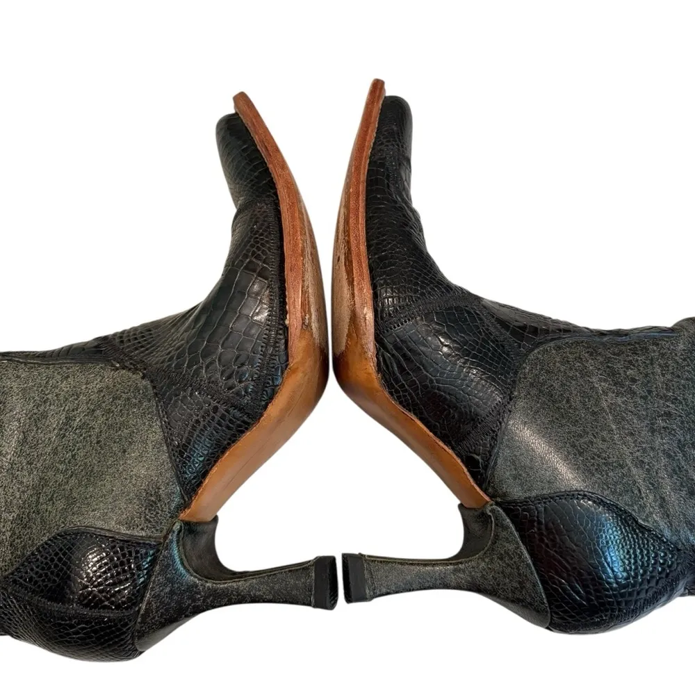 Dos de Oro Black Leather Heeled Pointed Toe Western Boots, Sz 7 - Image 11