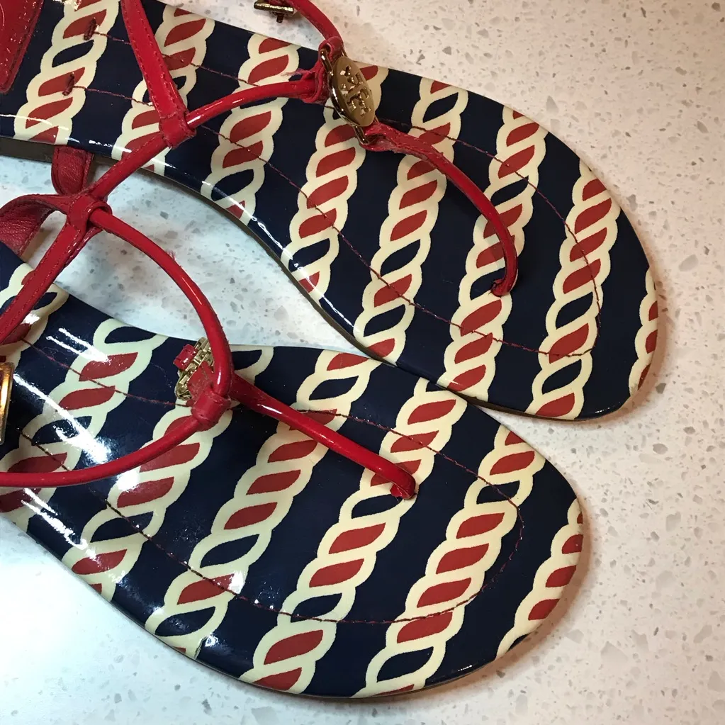 Tory Burch Red and Navy Sandals - Image 14