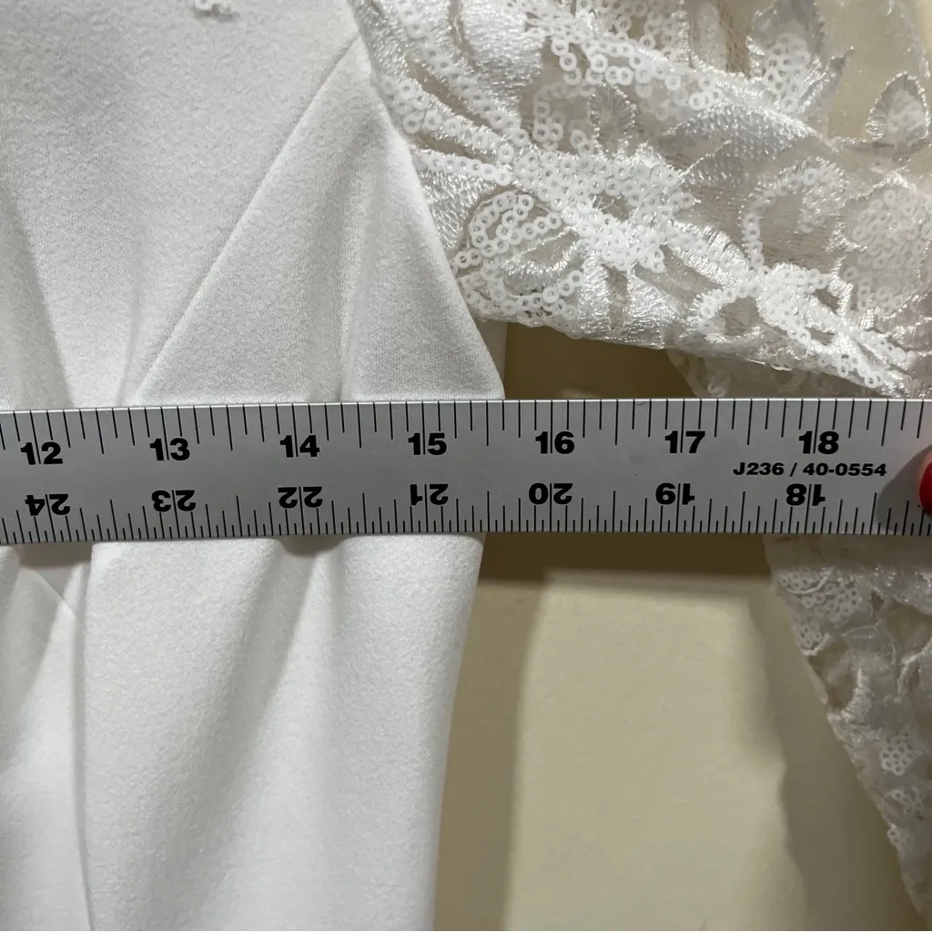 NWOT Tadashi Shoji BOS25329MD Simple Long Sleeve Wedding Dress size 10 ivory - Image 8