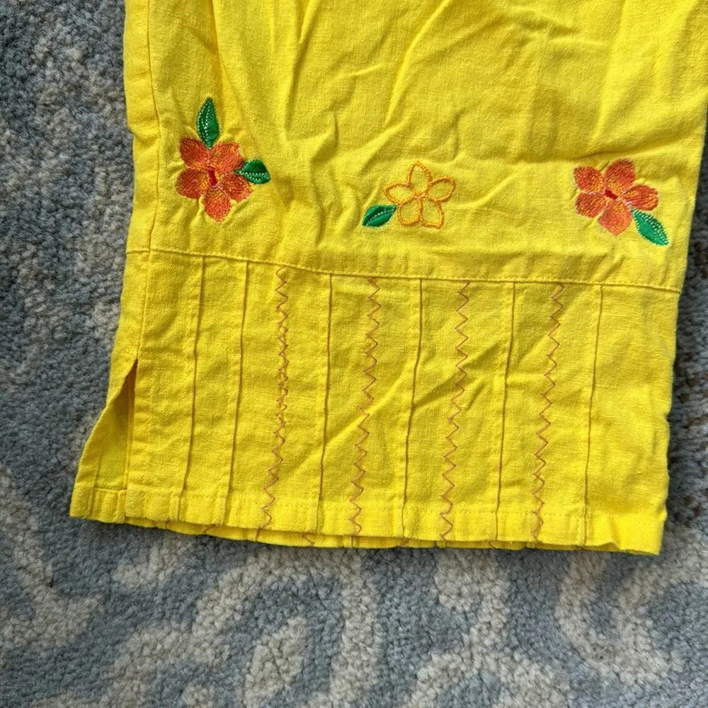 Erin London Petite Vintage Embroidered Capris Yellow Petite Large - Image 2